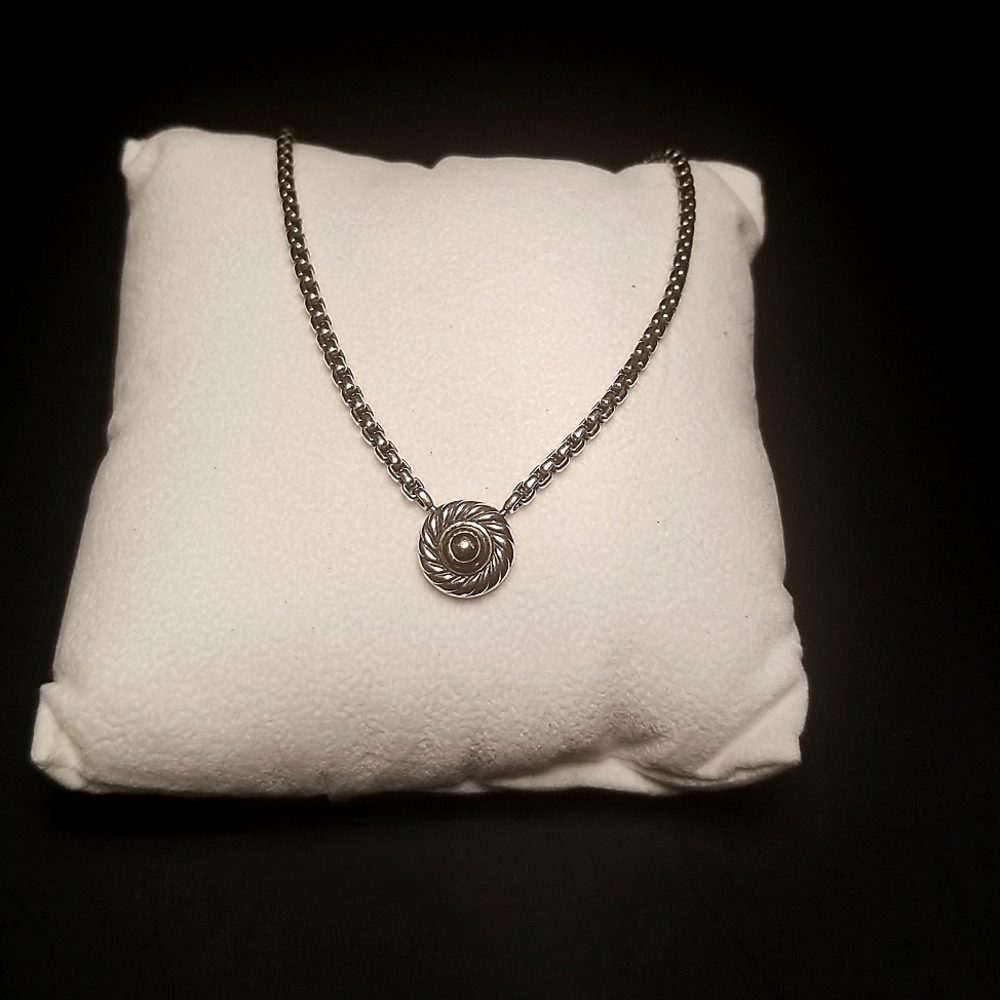 David Yurman Sterling Silver and 14k Gold Cookie Pendant Necklace.